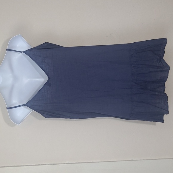 Sundress spaghetti strap mini 100% cotton navy lightweight Croquet Y2K Ruffle - Picture 4 of 6